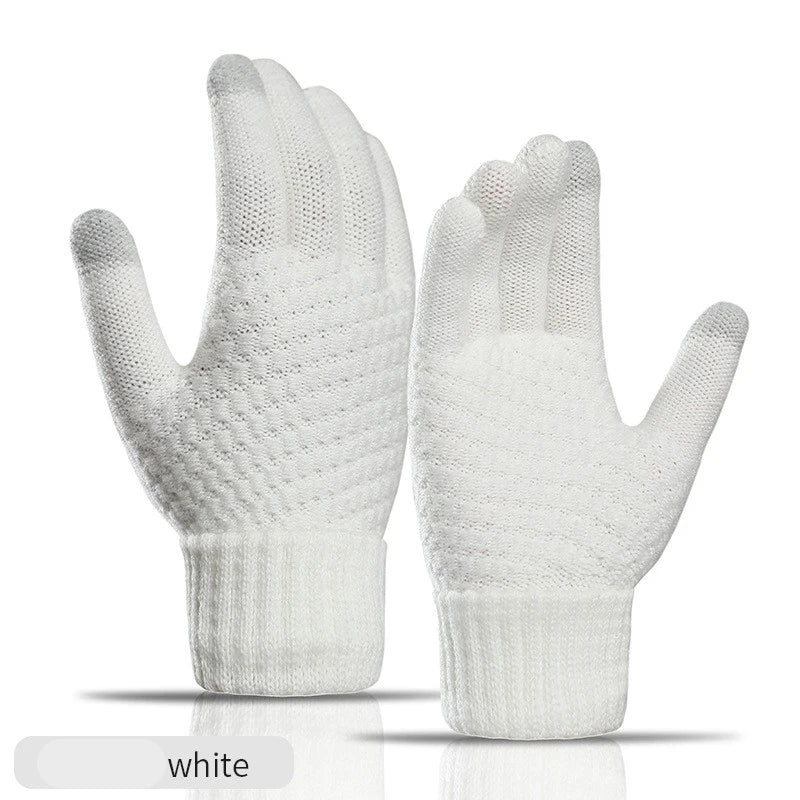 Gants hiver femme maille tactile unisexe pleins doigts chauds