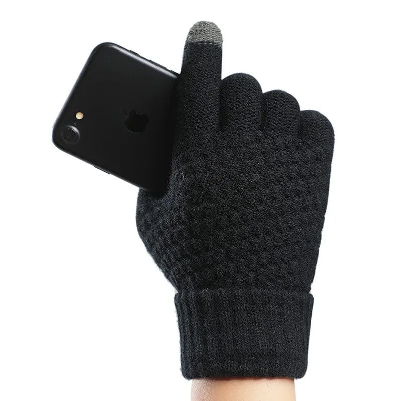 Gants hiver femme maille tactile unisexe pleins doigts chauds