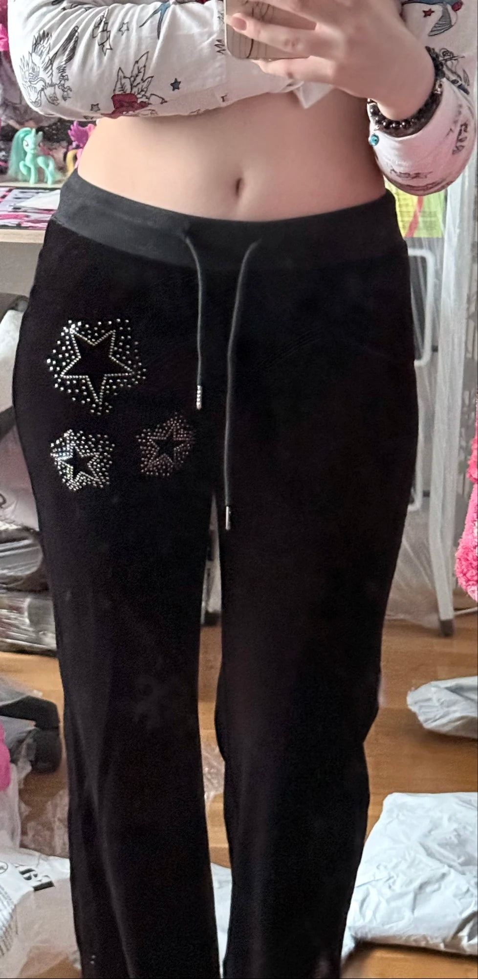 Pantalon velours femme taille basse gothique
