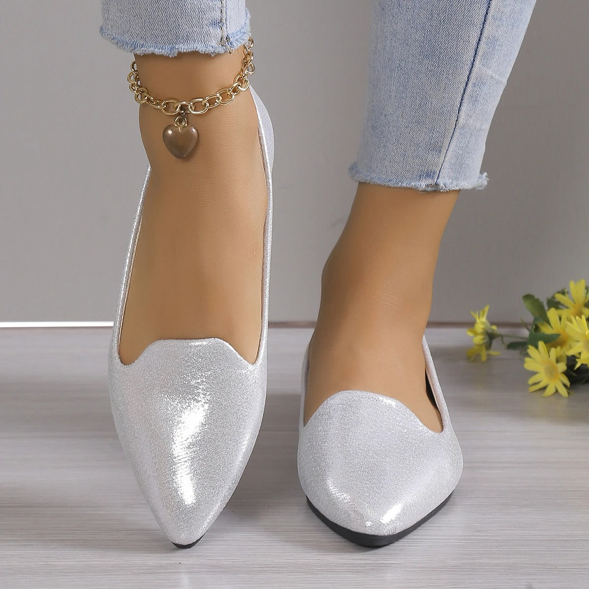 Ballerines pour femmes | Bout pointu, ajustement extensible | Chaussures confortables et élégantes
