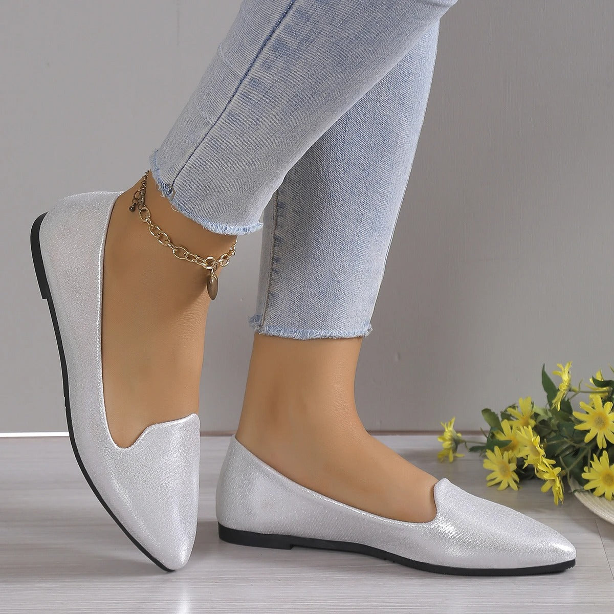 Ballerines pour femmes | Bout pointu, ajustement extensible | Chaussures confortables et élégantes