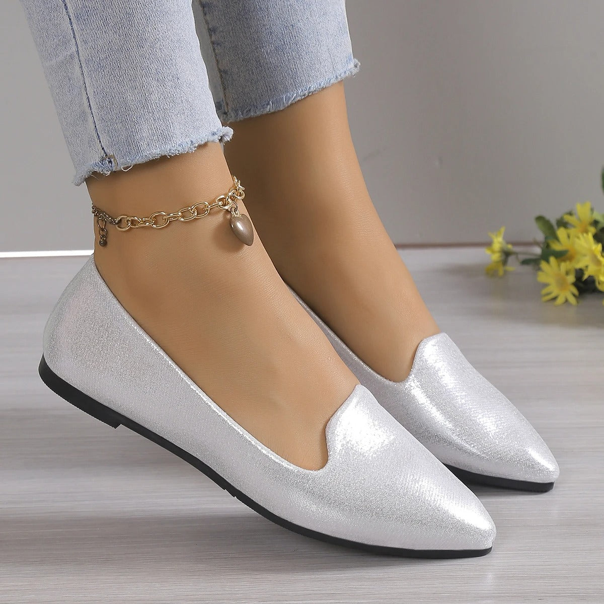 Ballerines pour femmes | Bout pointu, ajustement extensible | Chaussures confortables et élégantes