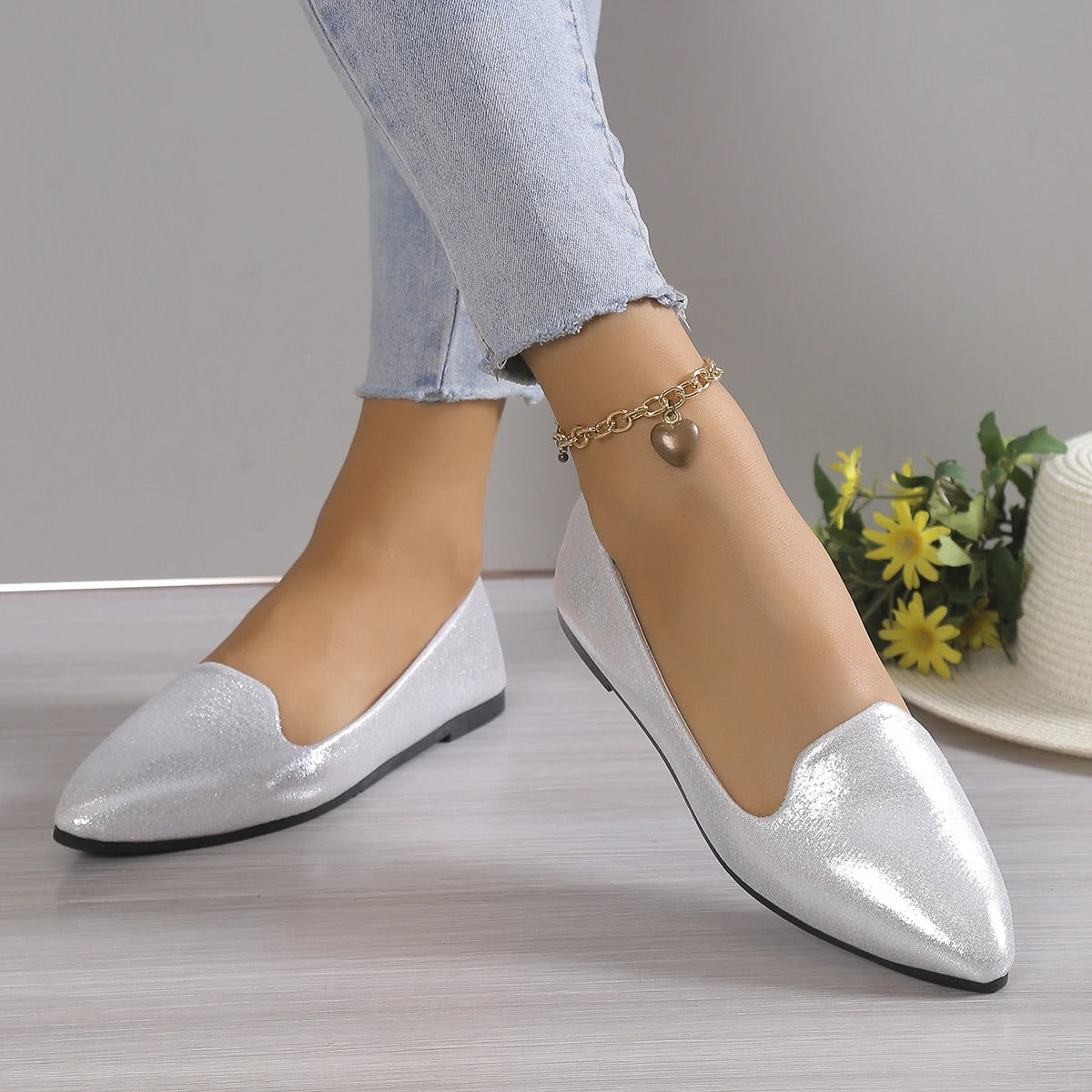 Ballerines pour femmes | Bout pointu, ajustement extensible | Chaussures confortables et élégantes