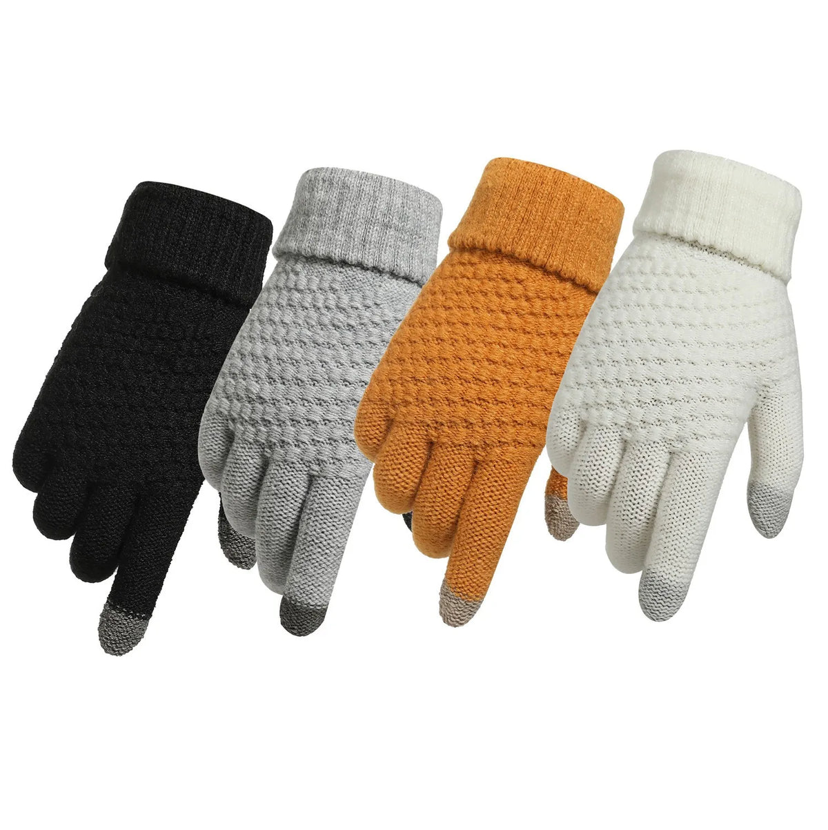 Gants hiver femme maille tactile unisexe pleins doigts chauds