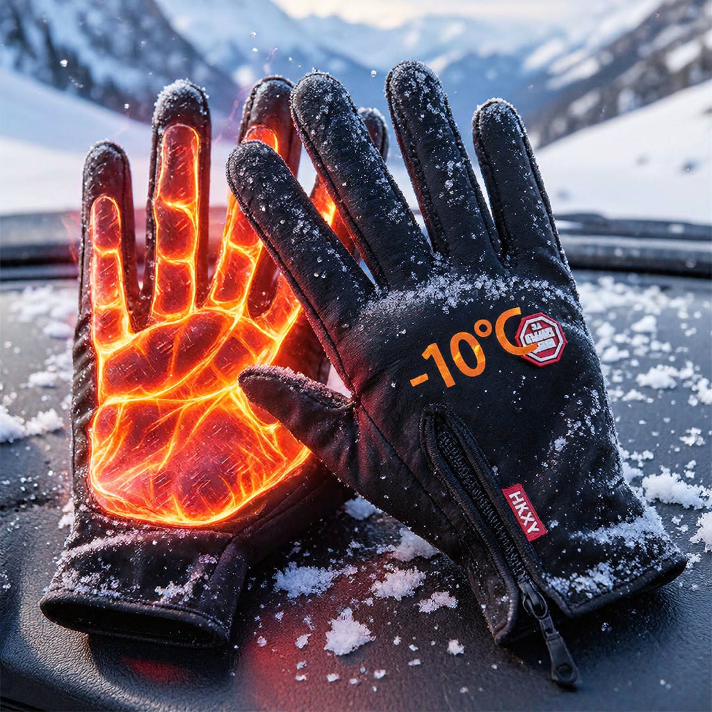 Gants chauffants électriques tactiles hiver avec doublure polaire et grip silicone