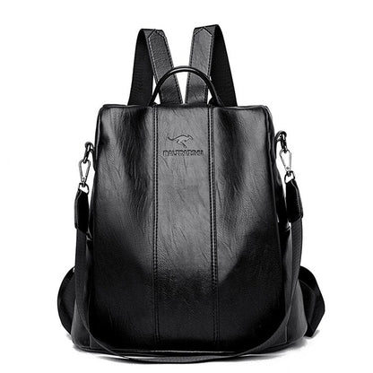 Reppu pour femmes | Cuir, antivol, vintage | Noir