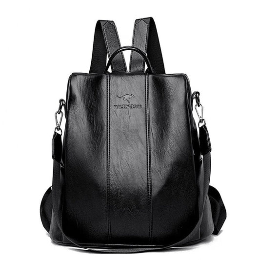 Reppu pour femmes | Cuir, antivol, vintage | Noir