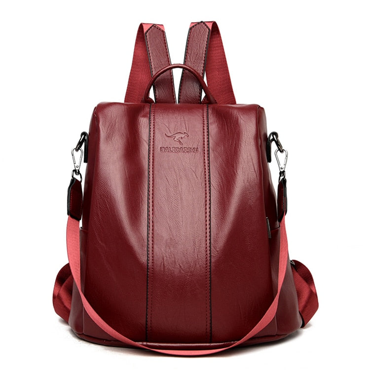 Reppu pour femmes | Cuir, antivol, vintage | Noir