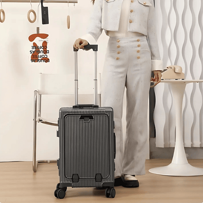 Valise de cabine rigide | Poche frontale, serrure TSA, port USB