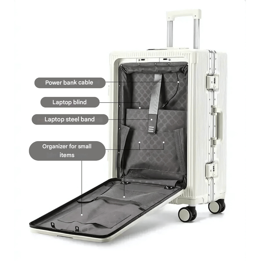 Valise de cabine rigide | Poche frontale, serrure TSA, port USB