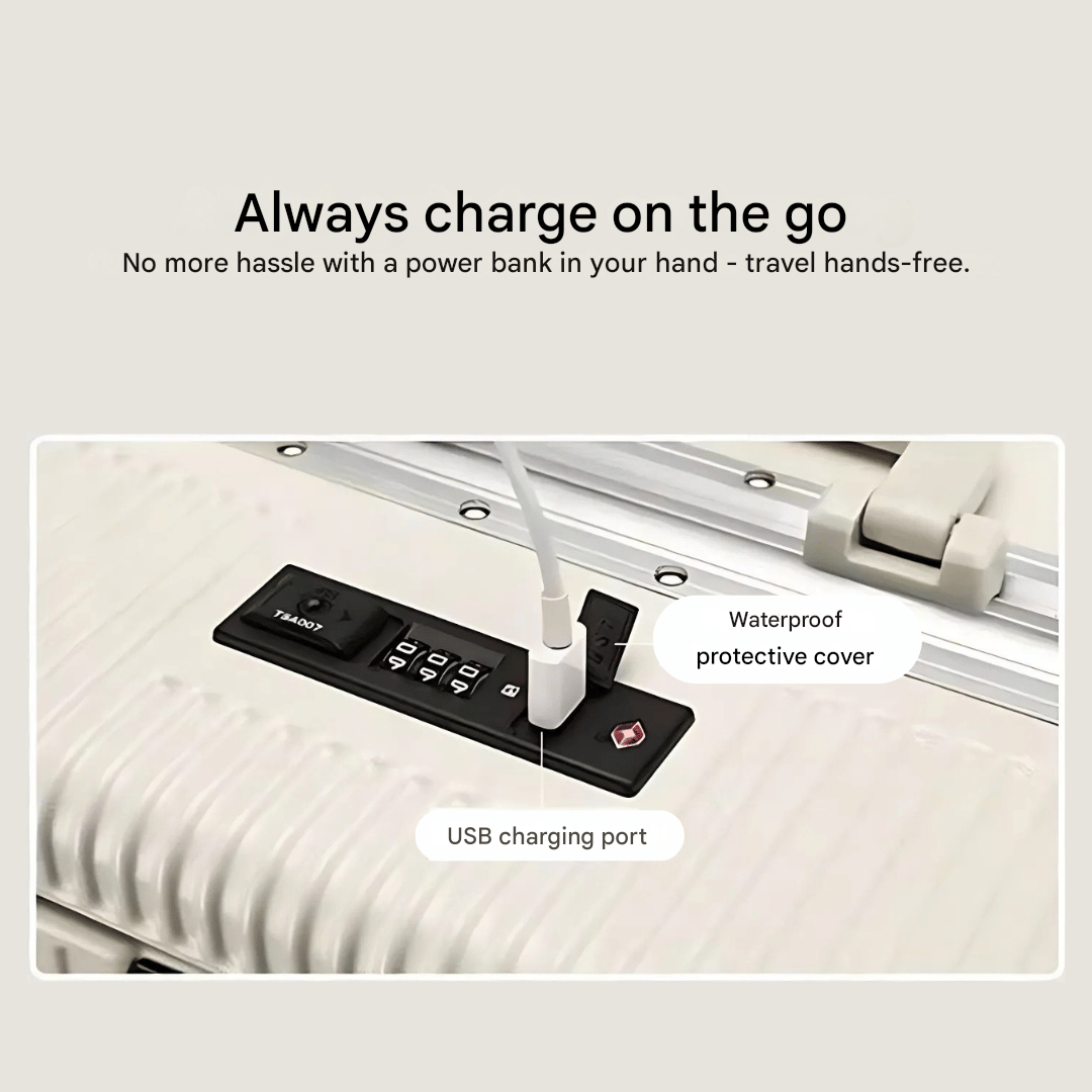 Valise de cabine rigide | Poche frontale, serrure TSA, port USB