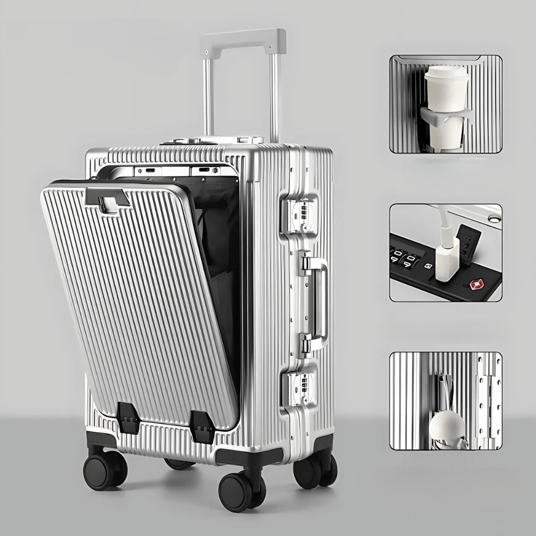Valise de cabine rigide | Poche frontale, serrure TSA, port USB