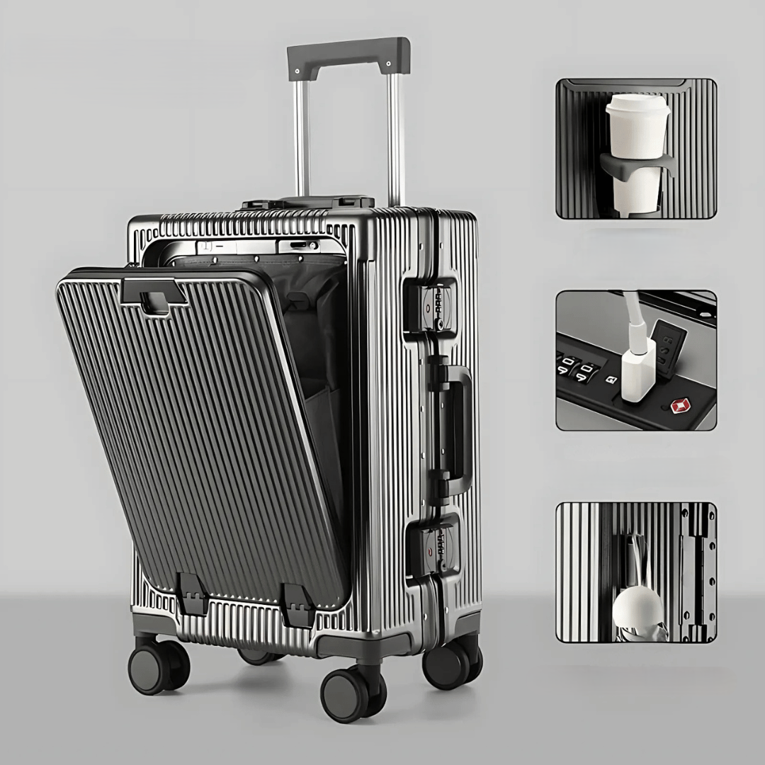 Valise de cabine rigide | Poche frontale, serrure TSA, port USB