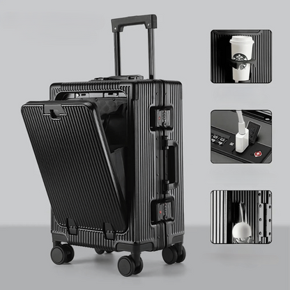 Valise de cabine rigide | Poche frontale, serrure TSA, port USB
