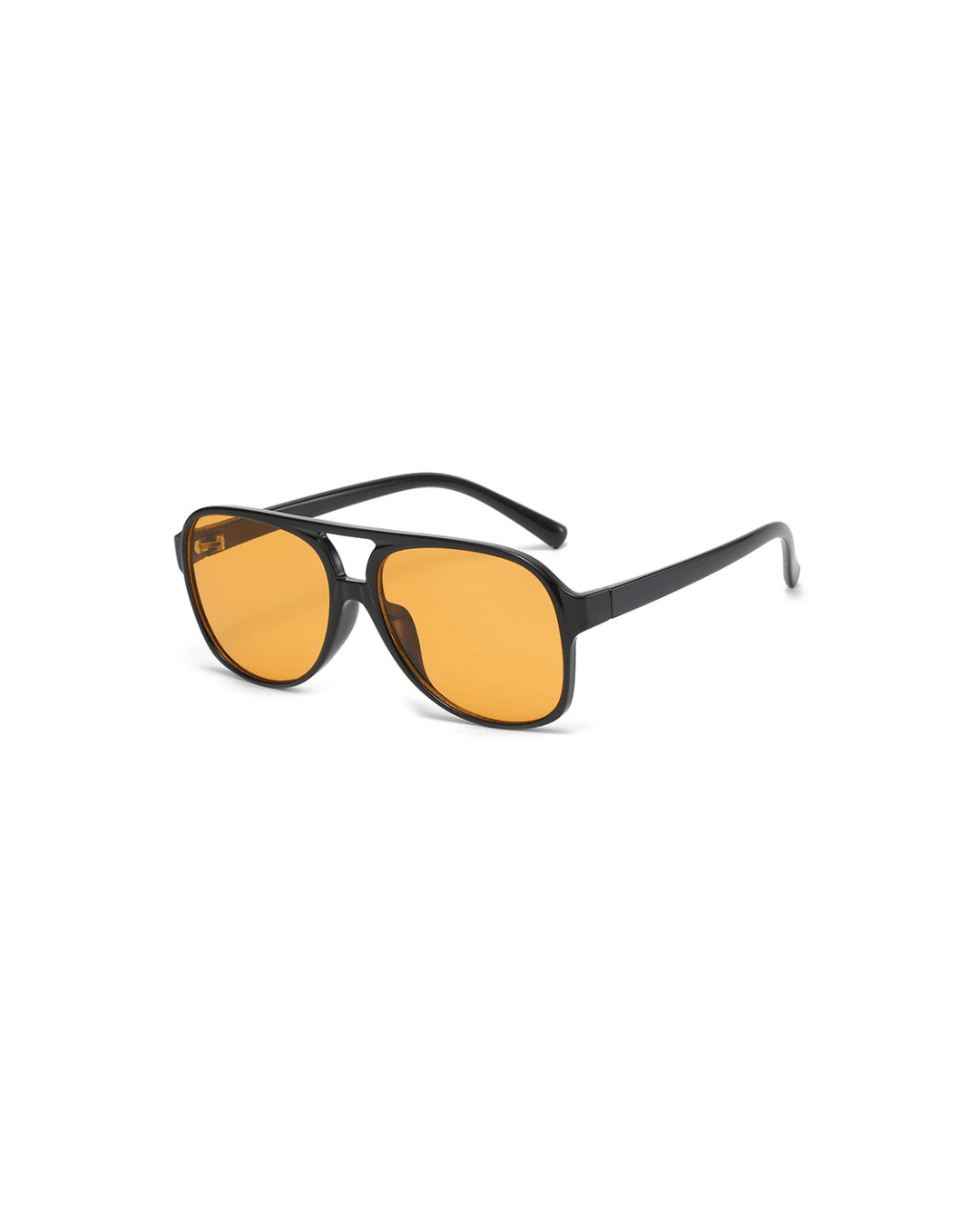 Lunettes de soleil aviateur | Verres orange, cadre noir