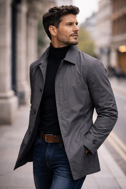 Manteau pour homme résistant à la pluie | Coupe confortable, tissu imperméable