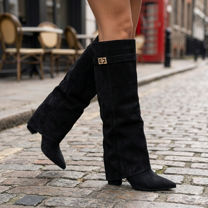 Bottes Femme Cuir | Montantes, Boucle | Suède Élégante