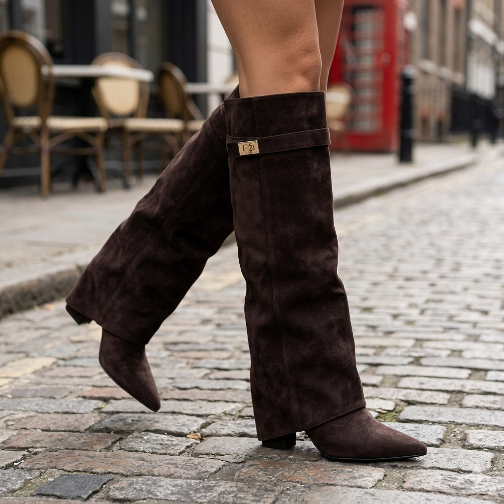 Bottes Femme Cuir | Montantes, Boucle | Suède Élégante