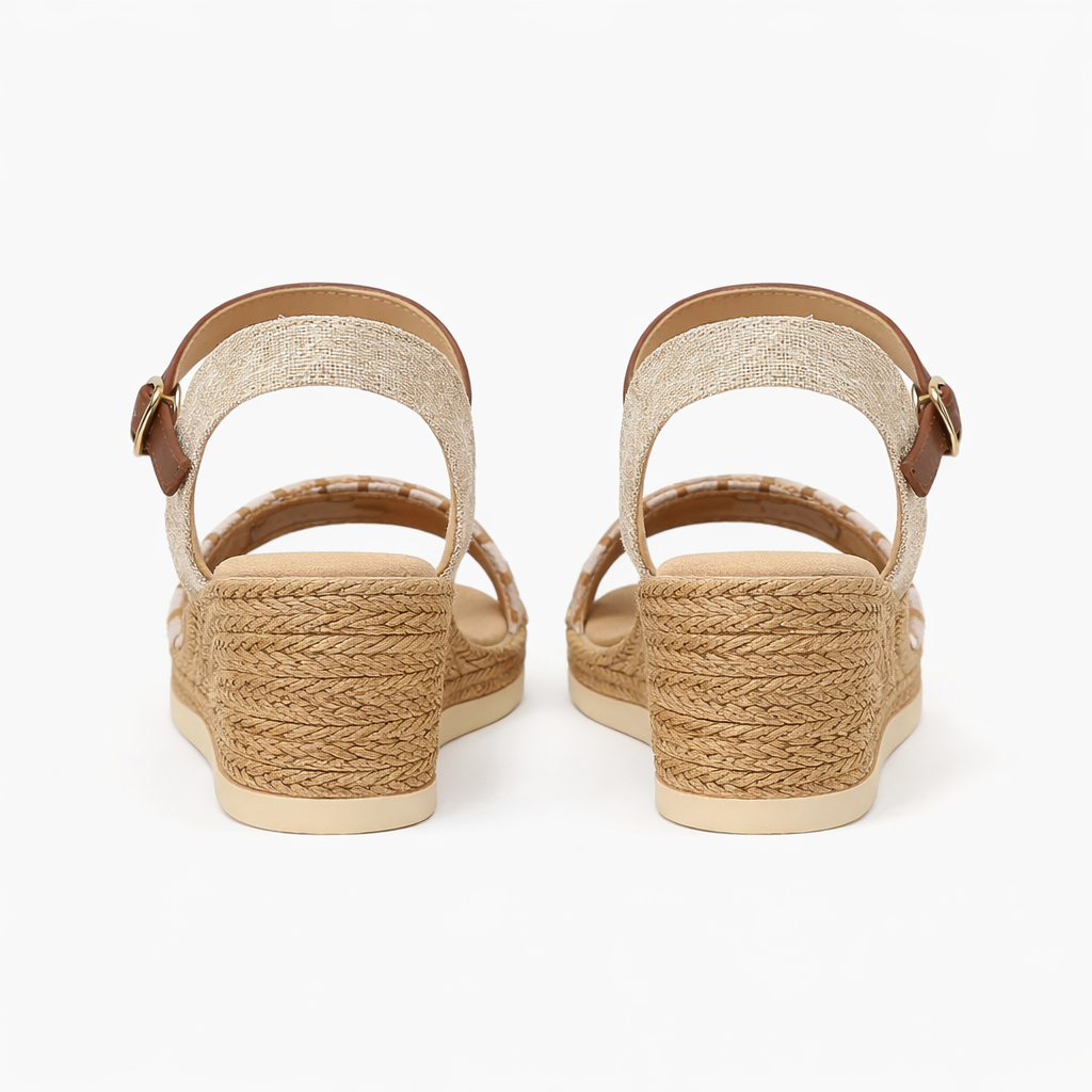 Sandales Tissées Femme | Talon Compensé, Bride à Boucle
