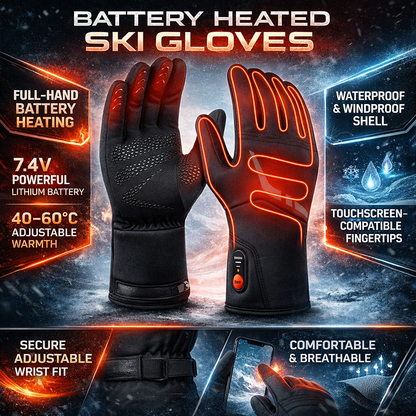 Gants chauffants batterie imperméables avec doigts compatibles écran tactile pour l'hiver