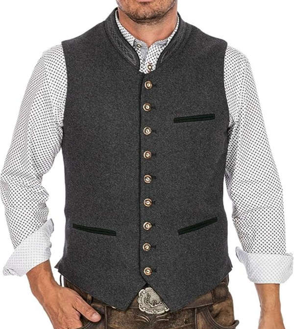 Gilet traditionnel pour hommes - Tissu de haute qualité - Gilet de fête classique et élégant