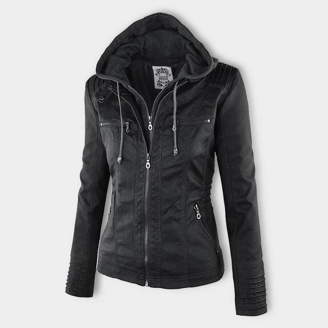 Veste Cuir Femme | Imperméable avec Capuche | Doublure Souple