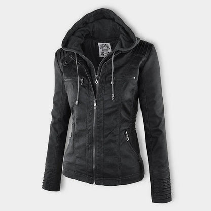 Veste Cuir Femme | Imperméable avec Capuche | Doublure Souple