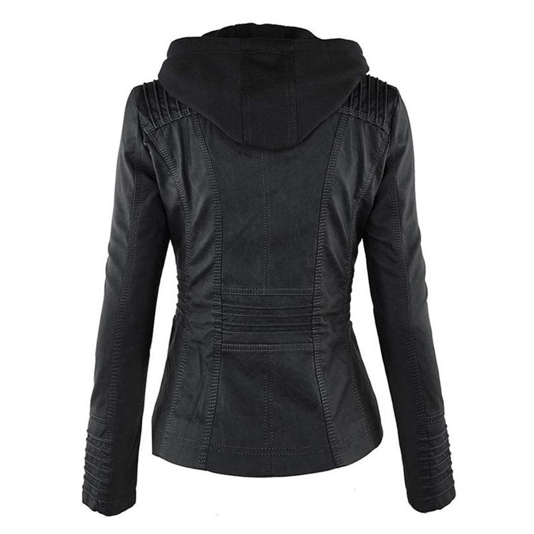 Veste Cuir Femme | Imperméable avec Capuche | Doublure Souple