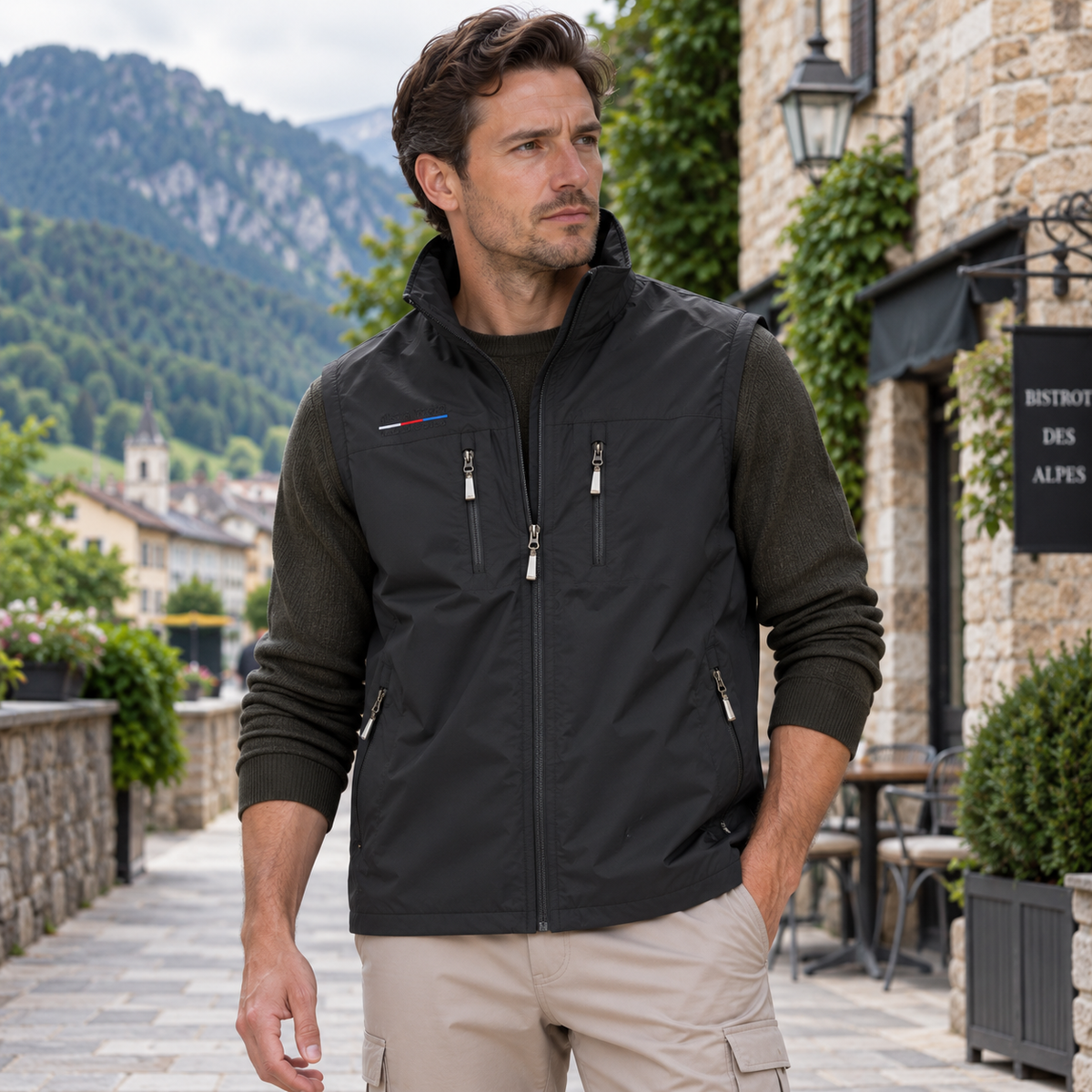 Gilet homme | Fermeture éclair, Col montant | Gilet de plein air