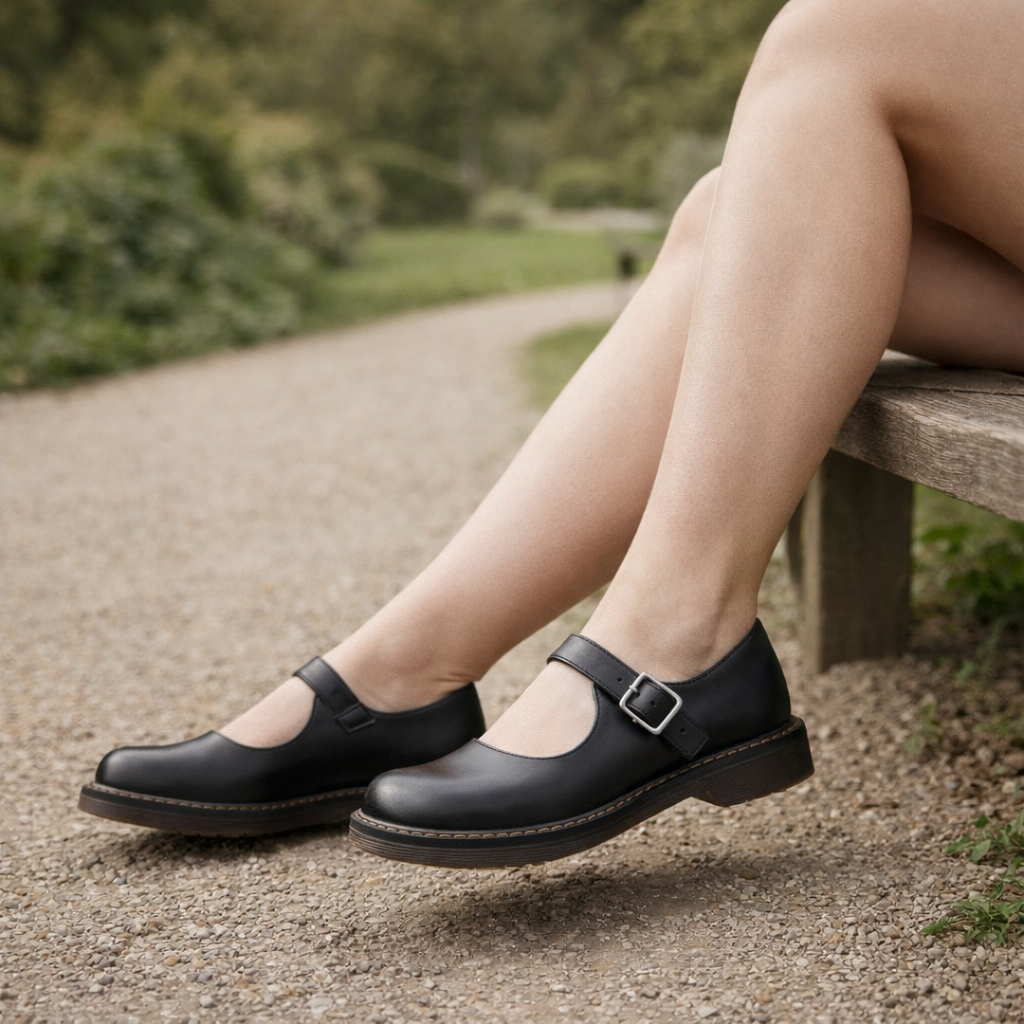 Chaussures Mary Jane pour Femmes | Cuir Plat, Style Vintage | Bride Ajustable