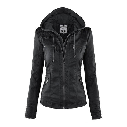 Veste Cuir Femme | Imperméable avec Capuche | Doublure Souple