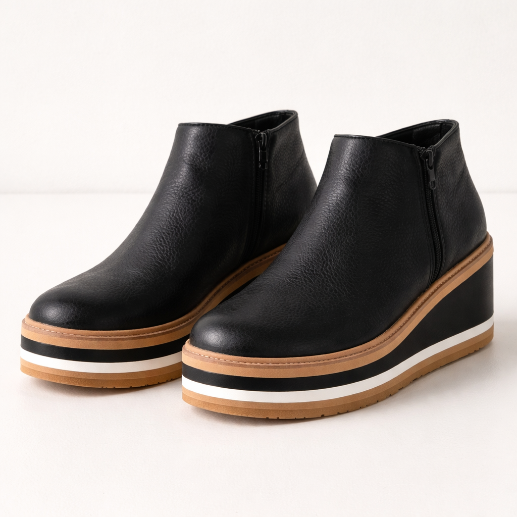 Bottines Femme | Compensée Plateforme | Fermeture Latérale, Cuir Synthétique