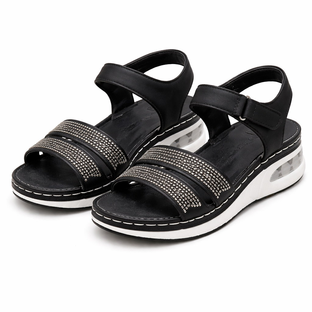 Sandales Compensées Femme | Lanières Strass | Confort, Style Gladiateur