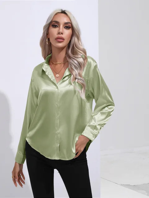 Chemises pour femmes | Chemise en soie à manches longues Coupe ajustée