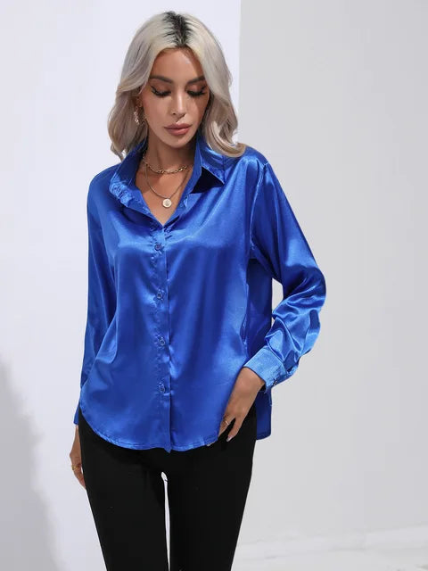 Chemises pour femmes | Chemise en soie à manches longues Coupe ajustée