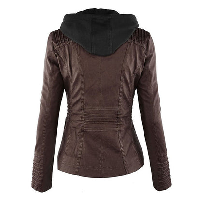 Veste Cuir Femme | Imperméable avec Capuche | Doublure Souple