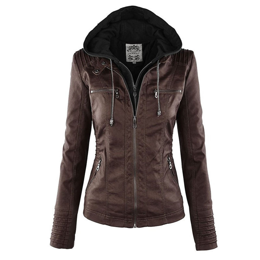 Veste Cuir Femme | Imperméable avec Capuche | Doublure Souple