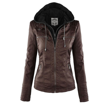 Veste Cuir Femme | Imperméable avec Capuche | Doublure Souple