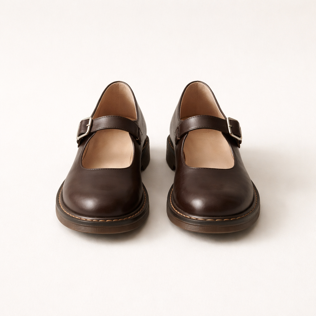 Chaussures Mary Jane pour Femmes | Cuir Plat, Style Vintage | Bride Ajustable