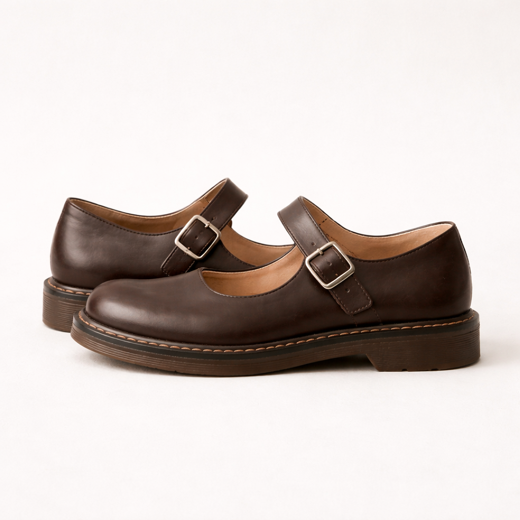 Chaussures Mary Jane pour Femmes | Cuir Plat, Style Vintage | Bride Ajustable