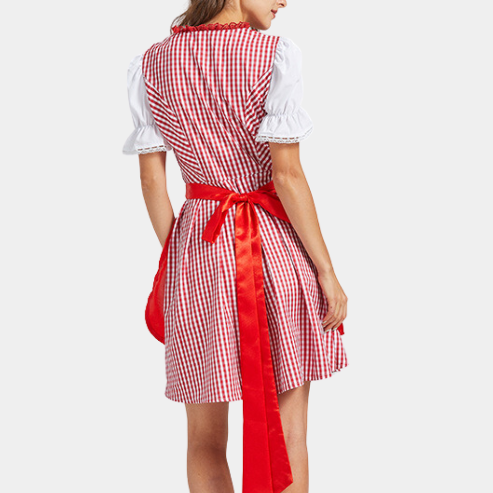 Robe Dirndl Femme - Élégante Rouge - Matériau de Haute Qualité - Trachten Oktoberfest