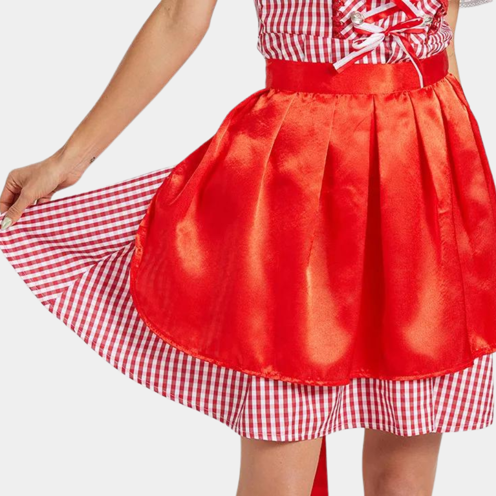 Robe Dirndl Femme - Élégante Rouge - Matériau de Haute Qualité - Trachten Oktoberfest