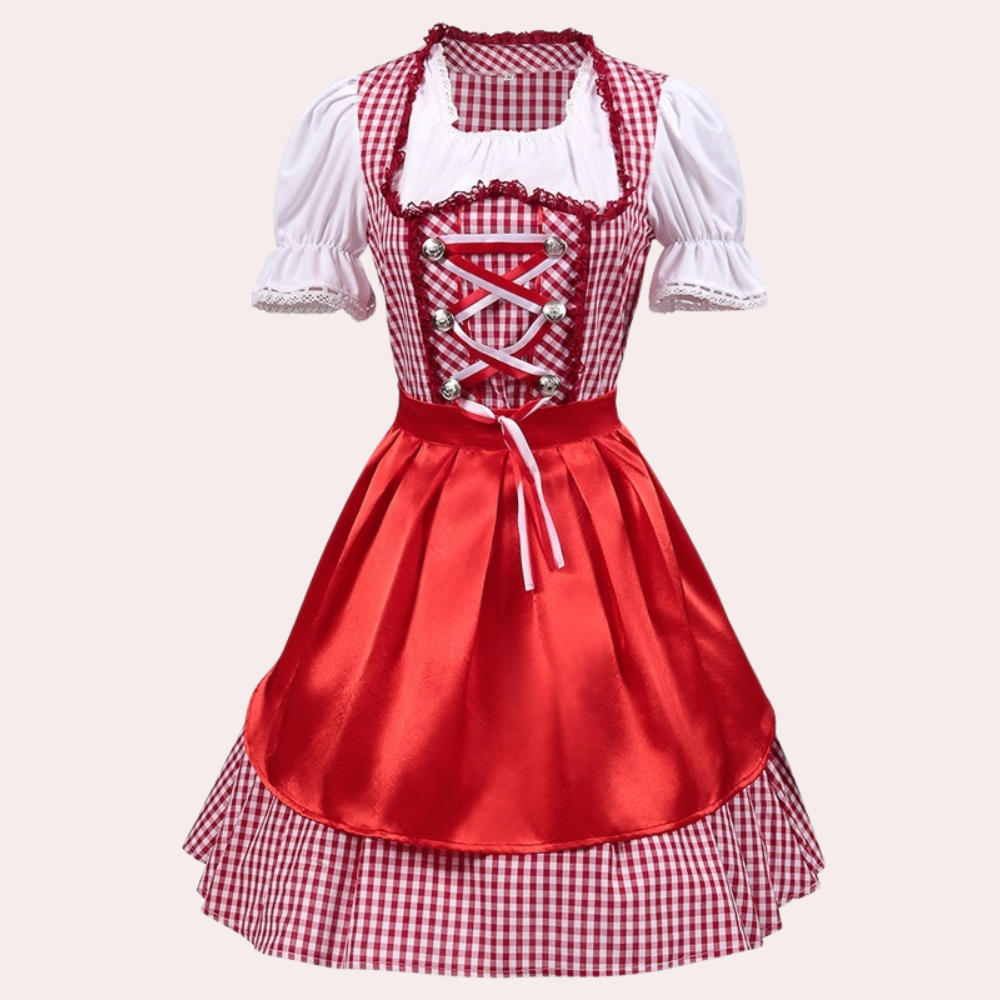 Robe Dirndl Femme - Élégante Rouge - Matériau de Haute Qualité - Trachten Oktoberfest