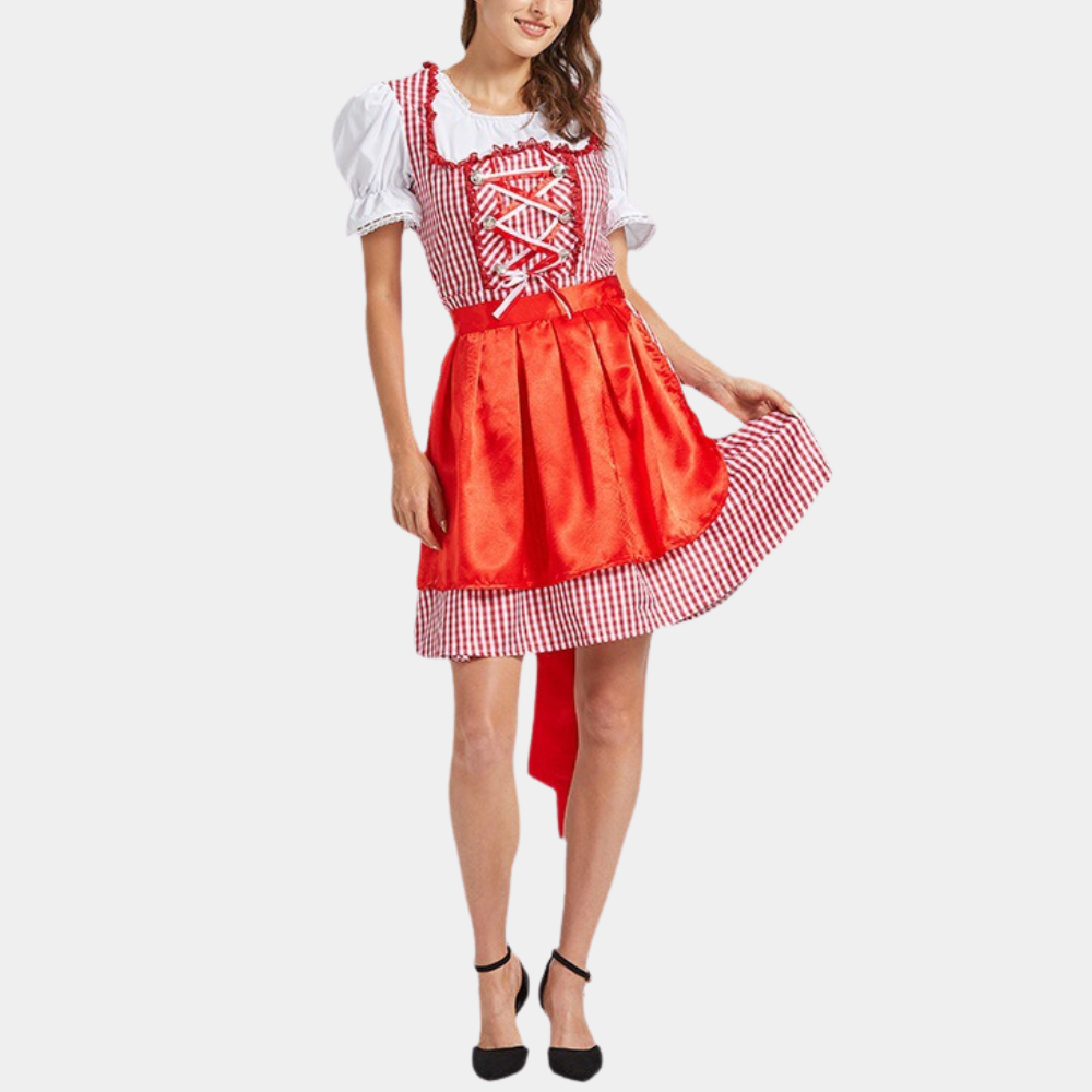 Robe Dirndl Femme - Élégante Rouge - Matériau de Haute Qualité - Trachten Oktoberfest
