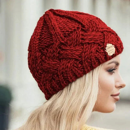 Bonnet tricoté femme laine doux et chaud pour l'hiver