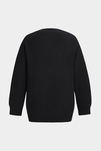 Cardigan Tricoté Femme | Noir, Poches Denim | Élégance Décontractée
