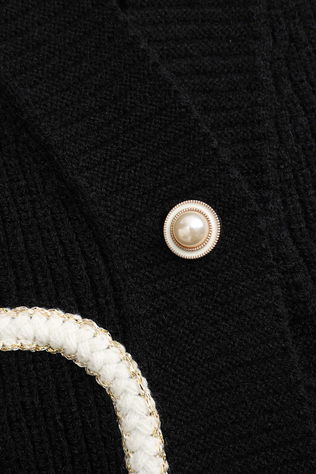 Cardigan Tricoté Femme | Noir, Poches Denim | Élégance Décontractée