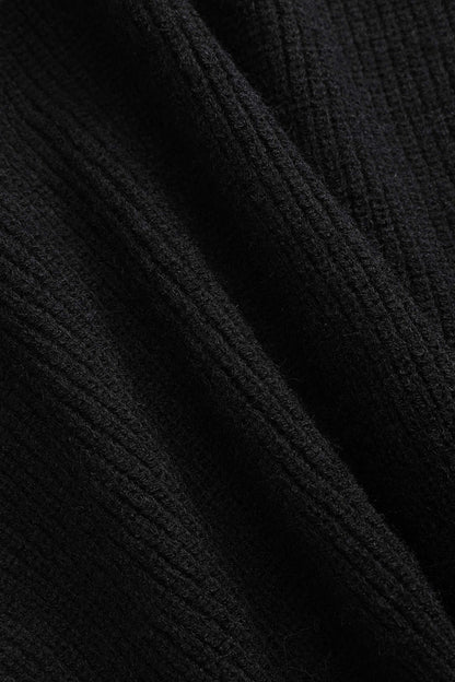 Cardigan Tricoté Femme | Noir, Poches Denim | Élégance Décontractée