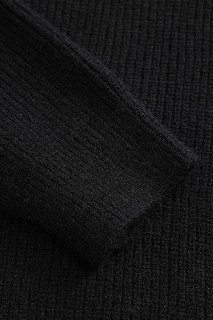 Cardigan Tricoté Femme | Noir, Poches Denim | Élégance Décontractée