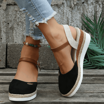 Sandales pour femmes | Compensées, bride à boucle | Style bohémien